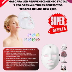 Mascara Led Con Cuello 7 Colores Fototerapia Facial